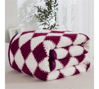 DOTBUY-SHOP Couverture en Flanelle Damier Texture, Couverture Polaire Douce Moelleux, Couvertures Simple/Double/King Size, Jeté de Canapé pour Chambre Sofa lit Fauteuil (Rose Rouge,180x200cm)