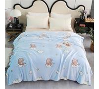 DOTBUY-SHOP Couverture en Flanelle,Dessin Animé d'animaux et de Fleurs Couverture Polaire Douce et Confortable,Couvertures Microfibre,Jeté de Canapé pour Chambre Sofa lit Fauteuil (Bleu 2,150x200cm)