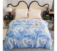 DOTBUY-SHOP Couverture en Flanelle,Dessin Animé d'animaux et de Fleurs Couverture Polaire Douce et Confortable,Couvertures Microfibre,Jeté de Canapé pour Chambre Sofa lit Fauteuil (Bleu 1,150x200cm)
