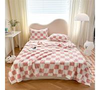 DOTBUY-SHOP Couverture en Flanelle, Imprimé en Damier Couverture Polaire Douce et Confortable, Couvertures Microfibre, Jeté de Canapé pour Chambre Sofa lit Fauteuil (Rose,200x230cm)