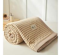 DOTBUY-SHOP Couvre Lit Matelassé, Couette Coton Couverture Climatisation Courtepointe d'Été, Courtepointe Doux Réversible Couettes Jeté de Lit pour Toutes Les Saisons (Kaki,180x200cm)