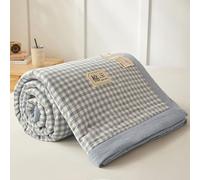 DOTBUY-SHOP Couvre Lit Matelassé, Couette Coton Couverture Climatisation Courtepointe d'Été, Courtepointe Doux Réversible Couettes Jeté de Lit pour Toutes Les Saisons (Bleu Clair,200x230cm)