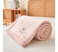 DOTBUY-SHOP Couvre Lit Modernes Couleur Unie - Garnissage 100% Coton Matelassé Couette Couverture Climatisation Courtepointe Éversible Courtepointe Doux Couettes Jeté de Lit (Rose,100x150cm)