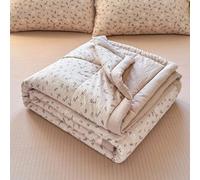 DOTBUY-SHOP Couvre Lit Style Moderne Carreaux Matelassé Couette Couverture Climatisation Courtepointe Éversible Courtepointe Doux Couettes Jeté de Lit (Fleurs Kaki,150x200cm)