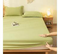 DOTBUY-SHOP Draps Housses 90x200 cm Couleurs Protege Matelas Protege Matelas en Polyester Extra-Doux Ne Se Décolore Pas et Lavable Hauteur de Matelas Jusqu'à 30 cm (2 x Taie d'oreiller,Vert d'herbe)