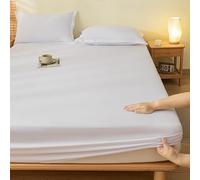 DOTBUY-SHOP Draps Housses 90x200 cm Couleurs Protege Matelas Protege Matelas en Polyester Extra-Doux Ne Se Décolore Pas et Lavable Hauteur de Matelas Jusqu'à 30 cm (180x200cm,Blanc)