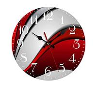 DOTBUY-SHOP Horloge Murale Silencieuse à Quartz 30CM, Horloge Design Moderne, 3D Multicolore Mute Pendule Murale Ronde pour La Chambre École Salon Cuisine Maison Bureau Hôtel (Rouge,12inch)