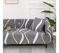 DOTBUY-SHOP Housse de Canapé, 1/2/3/4Place Extensible Housse Canape,Protege Canapes avec Accoudoirs pour Chiens Cat Pet Friendly Furniture Protector Housse (3 Places (190-230cm),Vagues Grises)