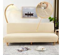 DOTBUY-SHOP Imperméable Housse de Canape Extensible, Housse de Canapé-lit Housse de Canapé sans Bras Impression Spandex Universel Antidérapante Housse de Futon (160-190cm,thé Blanc)