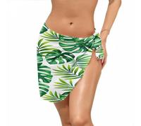 DOTBUY-SHOP Jupe Short Femme Ete Paréo de Plage Chic Cache-Maillot Robe Bustier Polyester avec Impression 3D pour Vacances Bord de Mer, Sources Thermales, Maison (Monstera,S)