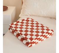 DOTBUY-SHOP Léger Couverture, Couvertures en Flanelle, Damier Couverture Polaire, Couverture Douce, Jeté de Canapé Convient (120x200cm,Plaid Rouge)