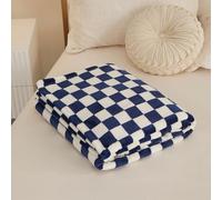 DOTBUY-SHOP Léger Couverture, Couvertures en Flanelle, Damier Couverture Polaire, Couverture Douce, Jeté de Canapé Convient (150x200cm,Plaid Bleu)