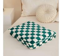 DOTBUY-SHOP Léger Couverture, Couvertures en Flanelle, Damier Couverture Polaire, Couverture Douce, Jeté de Canapé Convient (180x200cm,Plaid Vert)