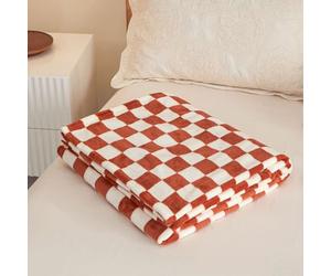 DOTBUY-SHOP Léger Couverture, Couvertures en Flanelle, Damier Couverture Polaire, Couverture Douce, Jeté de Canapé Convient (120x200cm,Plaid Rouge)