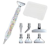 DOTBUY-SHOP Lumineux Kit de Peinture Diamant,Accessoires et Outils d'art Diamantés,Stylos d'art Diamantés avec Stylet Diamond et Plusieurs en-Têtes de Remplacement (Argent)