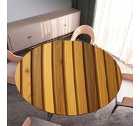 DOTBUY-SHOP Nappe Ronde avec Bords Élastiques, Nappes pour Table de Jardin Anti-Taches, Housse de Table pour Fête Decoration Ménage Anniversaire, 3D Grain de Bois (Grain de Bois 26,110cm)