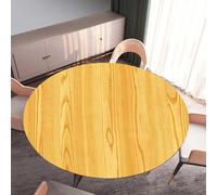 DOTBUY-SHOP Nappe Ronde avec Bords Élastiques, Nappes pour Table de Jardin Anti-Taches, Housse de Table pour Fête Decoration Ménage Anniversaire, 3D Grain de Bois (Grain de Bois 07,90cm)