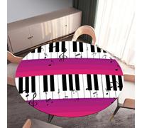 DOTBUY-SHOP Nappe Ronde avec Bords Élastiques, Nappes pour Table de Jardin Anti-Taches, Housse de Table pour Fête Decoration Ménage Anniversaire, 3D Musique (Piano 02,170cm)