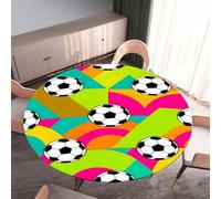 DOTBUY-SHOP Nappe Ronde avec Bords Élastiques, Nappes pour Table de Jardin Anti-Taches, Housse de Table pour Fête Decoration Ménage Anniversaire, 3D Football (Football 04,150cm)
