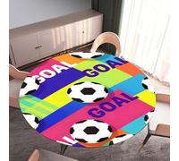 DOTBUY-SHOP Nappe Ronde avec Bords Élastiques, Nappes pour Table de Jardin Anti-Taches, Housse de Table pour Fête Decoration Ménage Anniversaire, 3D Football (Football 08,120cm)