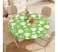 DOTBUY-SHOP Nappe Ronde avec Bords Élastiques, Nappes pour Table de Jardin Imperméable Anti-Taches, Housse de Table pour Fête Decoration Ménage Anniversaire, 3D Football (Trophée de Football,176cm)