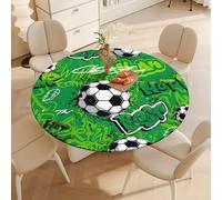 DOTBUY-SHOP Nappe Ronde avec Bords Élastiques, Nappes pour Table de Jardin Imperméable Anti-Taches, Housse de Table pour Fête Decoration Ménage Anniversaire, 3D Football (Graffiti,170cm)