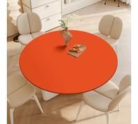 DOTBUY-SHOP Nappe Ronde avec Bords Élastiques, Nappes pour Table de Jardin Imperméable Anti-Taches, Housse de Table pour Fête Decoration Ménage Anniversaire, Couleur Pure (Orange 01,140cm)