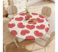 DOTBUY-SHOP Nappe Ronde avec Bords Élastiques, Nappes pour Table de Jardin Imperméable Anti-Taches, Housse de Table pour Fête Decoration Ménage Anniversaire, 3D Cœur (Douce Romance,150cm)