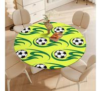 DOTBUY-SHOP Nappe Ronde avec Bords Élastiques, Nappes pour Table de Jardin Imperméable Anti-Taches, Housse de Table pour Fête Decoration Ménage Anniversaire, 3D Football (Techniques Football,140cm)