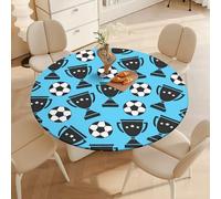 DOTBUY-SHOP Nappe Ronde avec Bords Élastiques, Nappes pour Table de Jardin Imperméable Anti-Taches, Housse de Table pour Fête Decoration Ménage Anniversaire, 3D Football (Victoire,100cm)