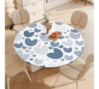 DOTBUY-SHOP Nappe Ronde avec Bords Élastiques, Nappes pour Table de Jardin Imperméable Anti-Taches, Housse de Table pour Fête Decoration Ménage Anniversaire, 3D Cœur (Style Artistique 01,100cm)