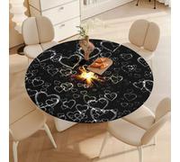 DOTBUY-SHOP Nappe Ronde avec Bords Élastiques, Nappes pour Table de Jardin Imperméable Anti-Taches, Housse de Table pour Fête Decoration Ménage Anniversaire, 3D Cœur (Beau rêve,100cm)