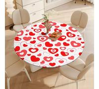 DOTBUY-SHOP Nappe Ronde avec Bords Élastiques, Nappes pour Table de Jardin Imperméable Anti-Taches, Housse de Table pour Fête Decoration Ménage Anniversaire, 3D Cœur (Moment de Gratitude,160cm)