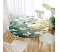 DOTBUY-SHOP Nappe Ronde Papillon 3D, Anti-Taches Imperméable Nappe de Table Extérieur avec Bords Élastiques pour Jardin, Housse de Table pour Fête Anniversaire Picnic (Papillons Vert Sauge,180cm)