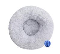 DOTBUY-SHOP Panier Chien Peluche Coussin Chien Rond Lit pour Chat, Coussin Chat Lavable Peluche Animale Compagnie Lit Donut Coussin pour Chats et Petits Chiens (40CM,Gris Clair)