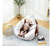 DOTBUY-SHOP Pouf Poire Adulte et Enfant, 3D Impression de Chien Chambre, Bean Bag sans Garnissage Intérieur et Extérieur, pour Grand Canapé, Fauteuil de Salon (Girafe,XL)