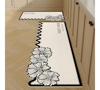 DOTBUY-SHOP Tapis Cuisine Devant Evier, Style Fleurs Ondulées Tapis de Cuisine Absorbant Diatomite, Rug Séchage Rapide Antidérapant, Mat de Sol Résistants aux Taches Lavable (Marguerite,60x180cm)