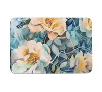 DOTBUY-SHOP Tapis de Bain Antidérapant, 3D Fleurs Tapis de Douche Absorbant, Séchage Rapide, pour Salle de Bain, Douche, WC, Baignoire (Fleur Orange 01,50x80cm)