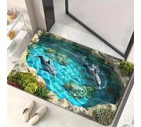 DOTBUY-SHOP Tapis de Bain Antidérapant, 3D Illusion Optique Tapis de Douche Absorbant, Séchage Rapide, pour Salle de Bain, Douche, WC, Baignoire (Étang,50x80cm)