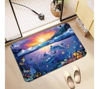 DOTBUY-SHOP Tapis de Bain Antidérapant, 3D Océan Tapis de Douche Absorbant, Séchage Rapide, pour Salle de Bain, Douche, WC, Baignoire (Poisson Jouant,60x90cm)