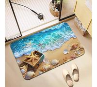 DOTBUY-SHOP Tapis de Bain Antidérapant, 3D Océan Tapis de Douche Absorbant, Séchage Rapide, pour Salle de Bain, Douche, WC, Baignoire (Plage,50x80cm)