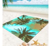 DOTBUY-SHOP Tapis de Plage Imperméable, Natte de Plage Anti Sable, Extra Grand Pliable Couverture Pique Nique pour Exterieur, Voyages, Camping, Picnic (Vert Aqua,150x150cm)