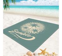 DOTBUY-SHOP Tapis de Plage Imperméable, Natte de Plage Anti Sable, Extra Grand Pliable Couverture Pique Nique pour Exterieur, Voyages, Camping, Picnic (Vert Sable,180x180cm)