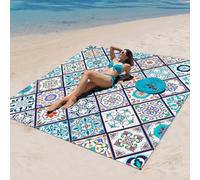 DOTBUY-SHOP Tapis de Plage Imperméable, Natte de Plage Anti Sable, Extra Grand Pliable Couverture Pique Nique pour Exterieur, Voyages, Camping, Picnic (Bohême 7,150x150cm)