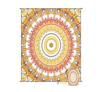 DOTBUY-SHOP Tapis de Plage Imperméable, Natte de Plage Anti Sable, Extra Grand Pliable Couverture Pique Nique pour Exterieur, Voyages, Camping et Festival de Musique (Mandala Orange,180x220cm)