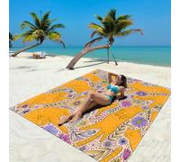 DOTBUY-SHOP Tapis de Plage Imperméable, Natte de Plage Anti Sable, Extra Grand Pliable Couverture Pique Nique pour Exterieur, Voyages, Camping, Picnic (Feuille de Fleur 5,200x200cm)