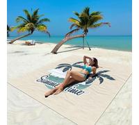 DOTBUY-SHOP Tapis de Plage Imperméable, Natte de Plage Anti Sable, Extra Grand Pliable Couverture Pique Nique pour Exterieur, Voyages, Camping, Picnic (Beige Vert,200x200cm)