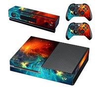 DOTBUY Xbox One Console Decal Vinyl Skin Sticker + 2 Manette Stickers + 1 Kinect Sticker (Starry Blue-Orange)