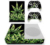 DOTBUY Xbox One S Autocollant Console Decal Vinyl Skin Sticker + 2 Autocollant Manette + 1 Autocollant Kinect Set (Fluorescence Leaves)