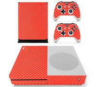 DOTBUY Xbox One S Autocollant Console Decal Vinyl Skin Sticker + 2 Autocollant Manette + 1 Autocollant Kinect Set (Carbon Fiber Red)